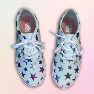 Vans, Sea Foam Green, Metallic Rainbow Stars, Lace Up, Low Top Sneakers